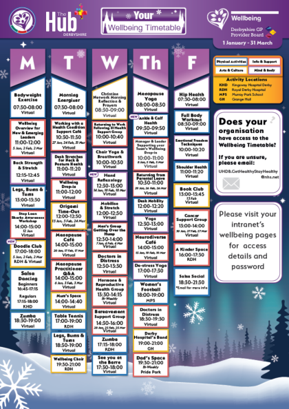Winter Wellbeing Timetable